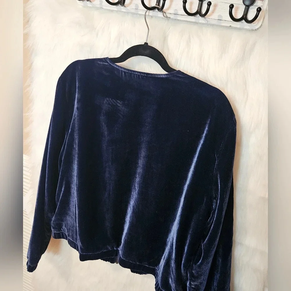 Joe Fresh Cobalt Velour Lined Bomber Jacket (NWOT) - Picture 4 of 5